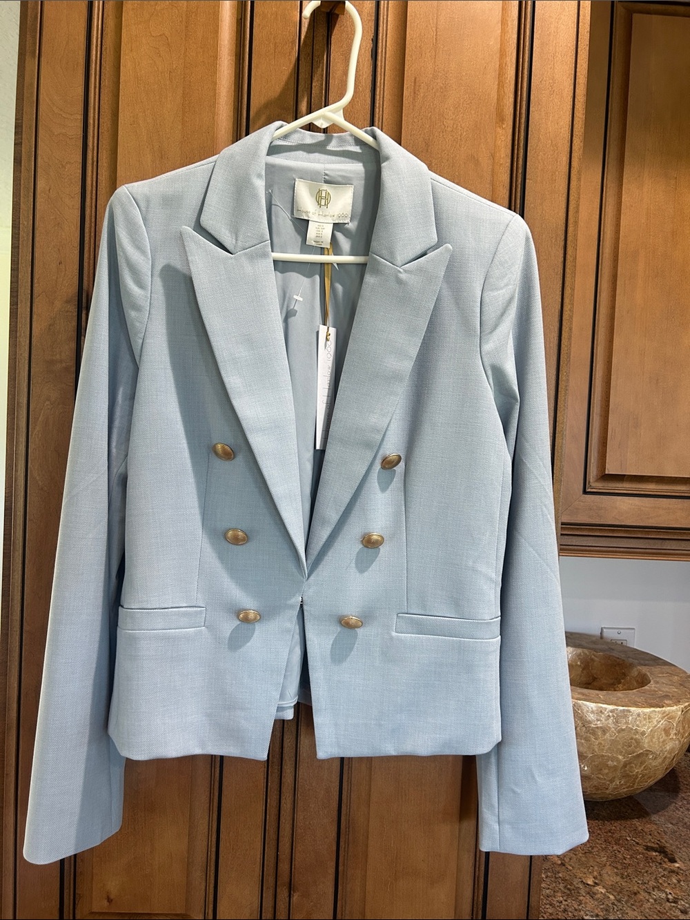House of Harlow 1960 Light Blue Double-Breasted Blazer